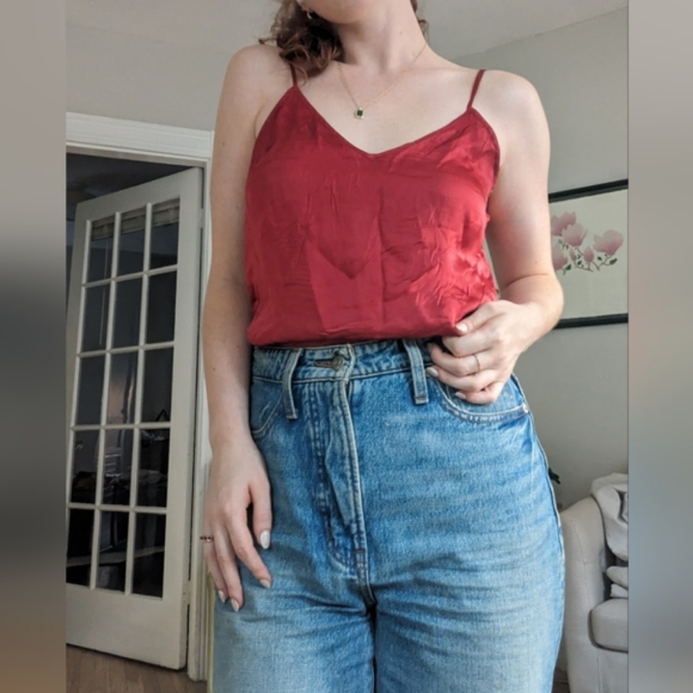 Raspberry red 100% silk camisole